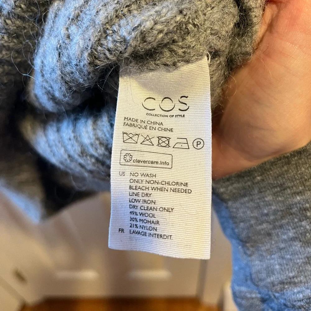 COS Gray Ribbed Crew Neck Sweater - Picture 3 of 6